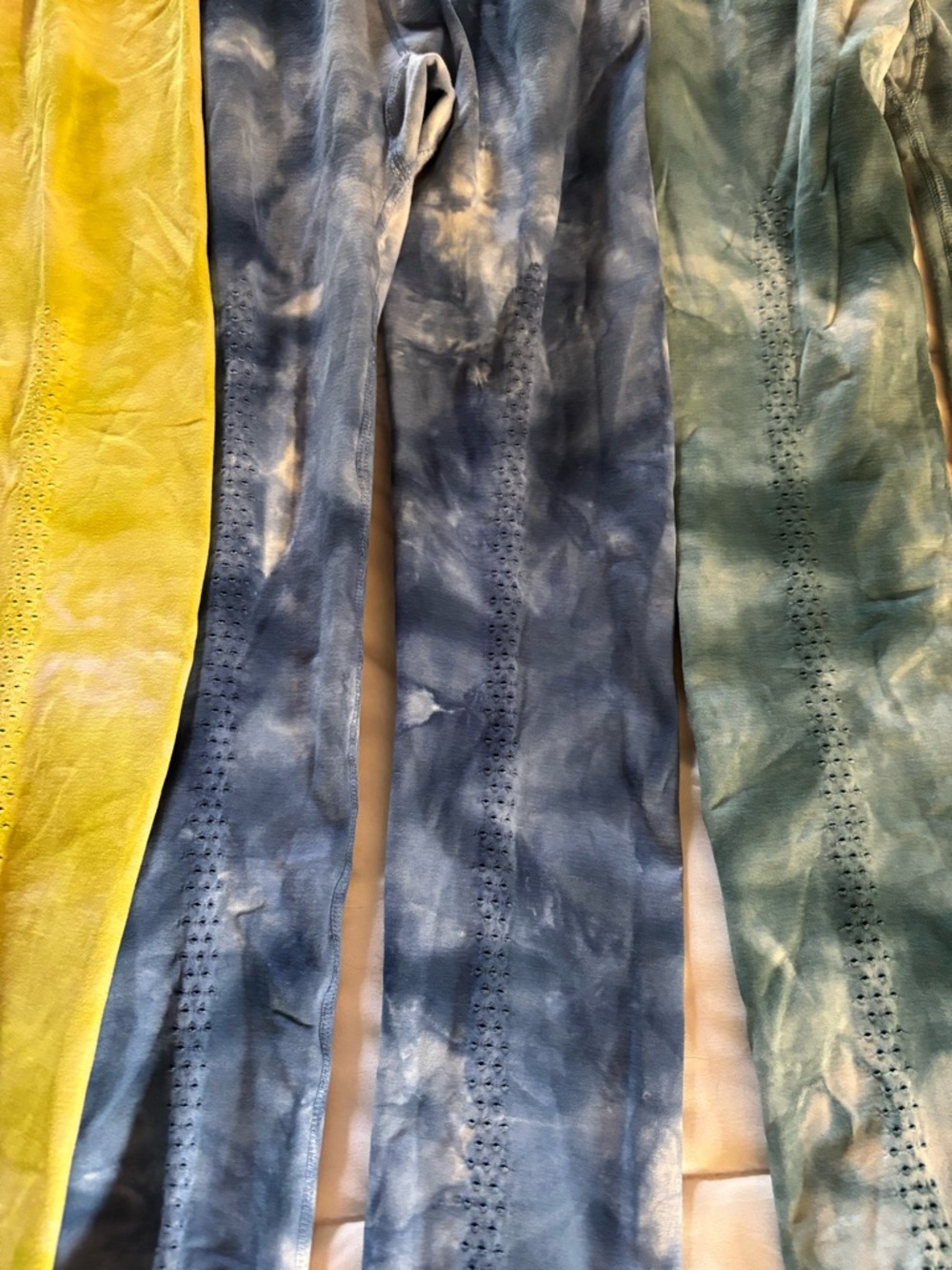 Free People Tie-Dye Ribbed Waist Leggings - Blue, Green, Yellow - Picture 5 of 6